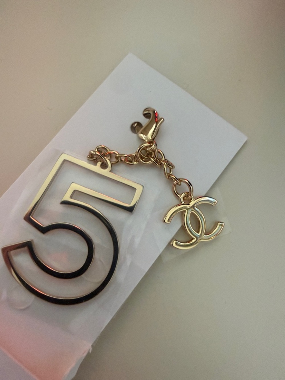 CHANEL Gold '5' Charm with CC Logo